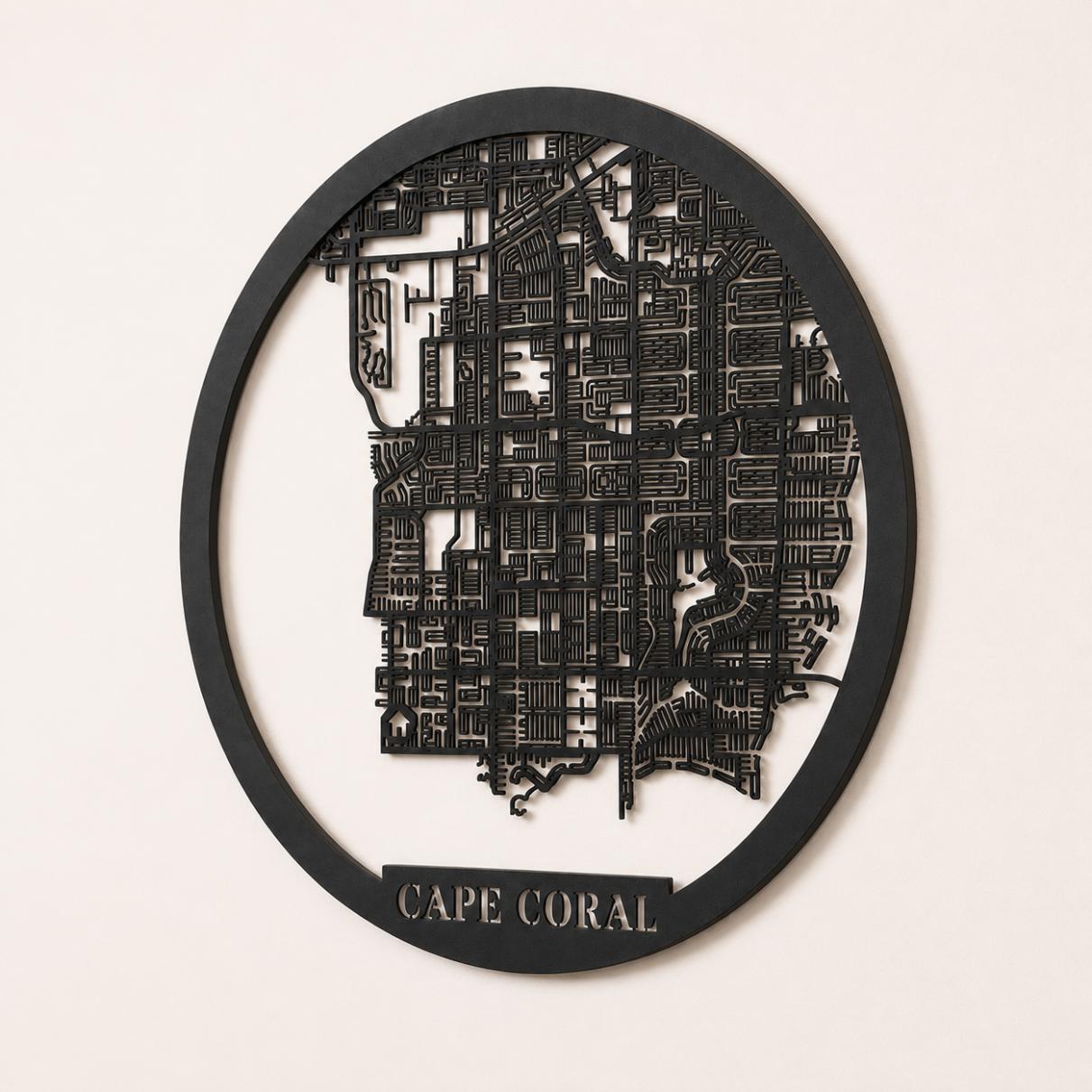 Personalized Cut-Out Wooden City Map – Round