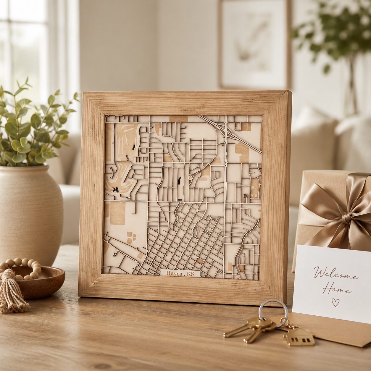 Real Estate Closing Gift - Custom Wooden Map of Client's New Home