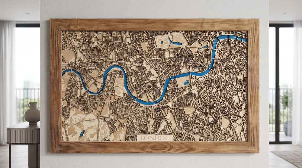 Detail of Personalized Housewarming Gift - 3D Wooden Map of New Home