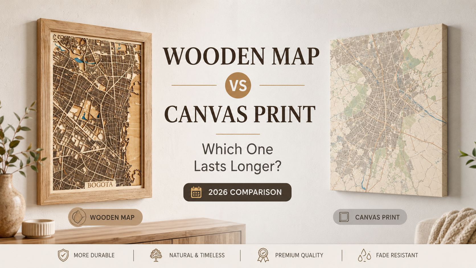 Wooden Map vs Canvas Print: Which One Lasts Longer? (2026 Comparison)