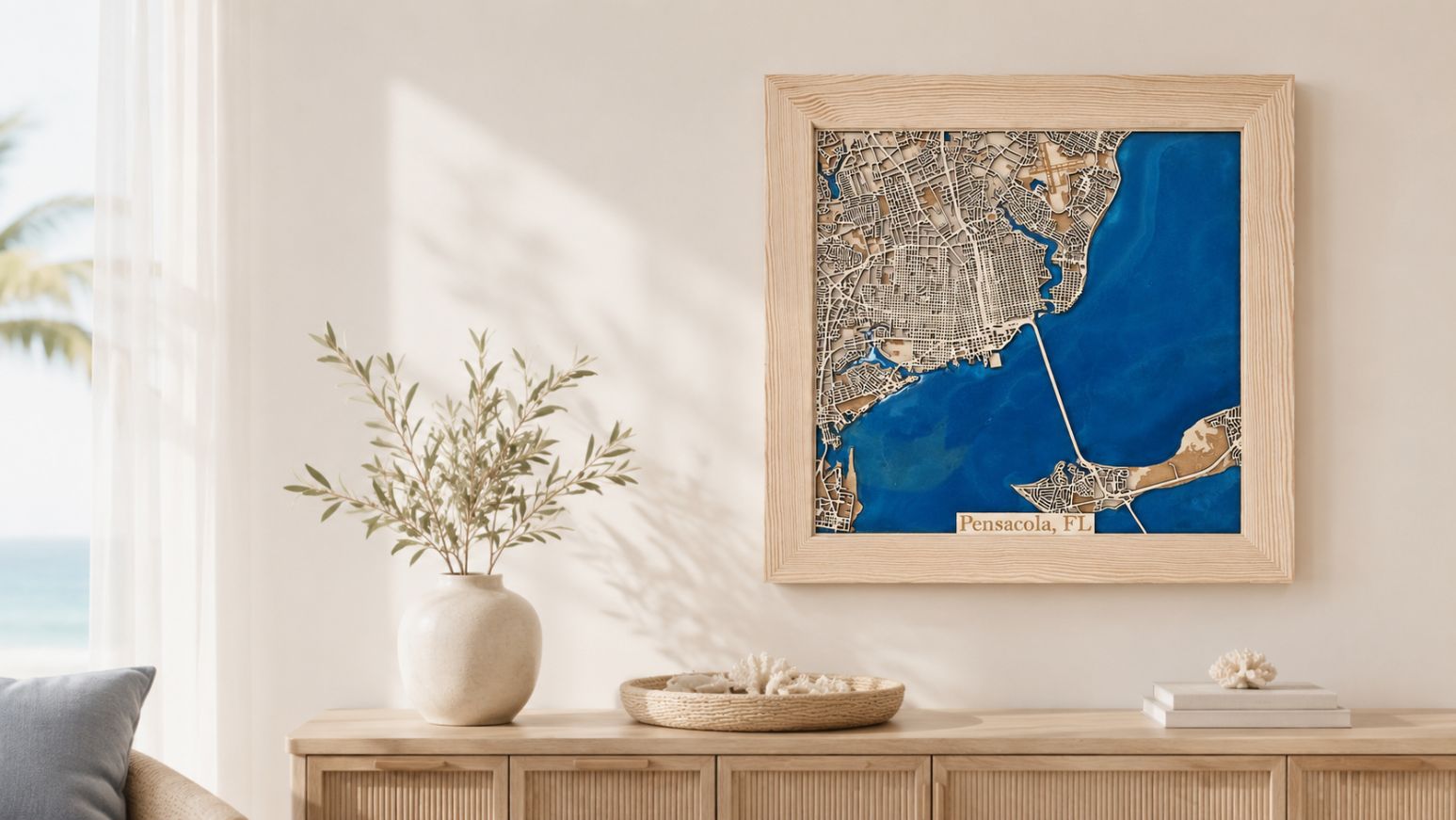 レイヤードマップウォールアート Viperys Wall Art | Custom 3D Wooden City Maps with Epoxy Resin