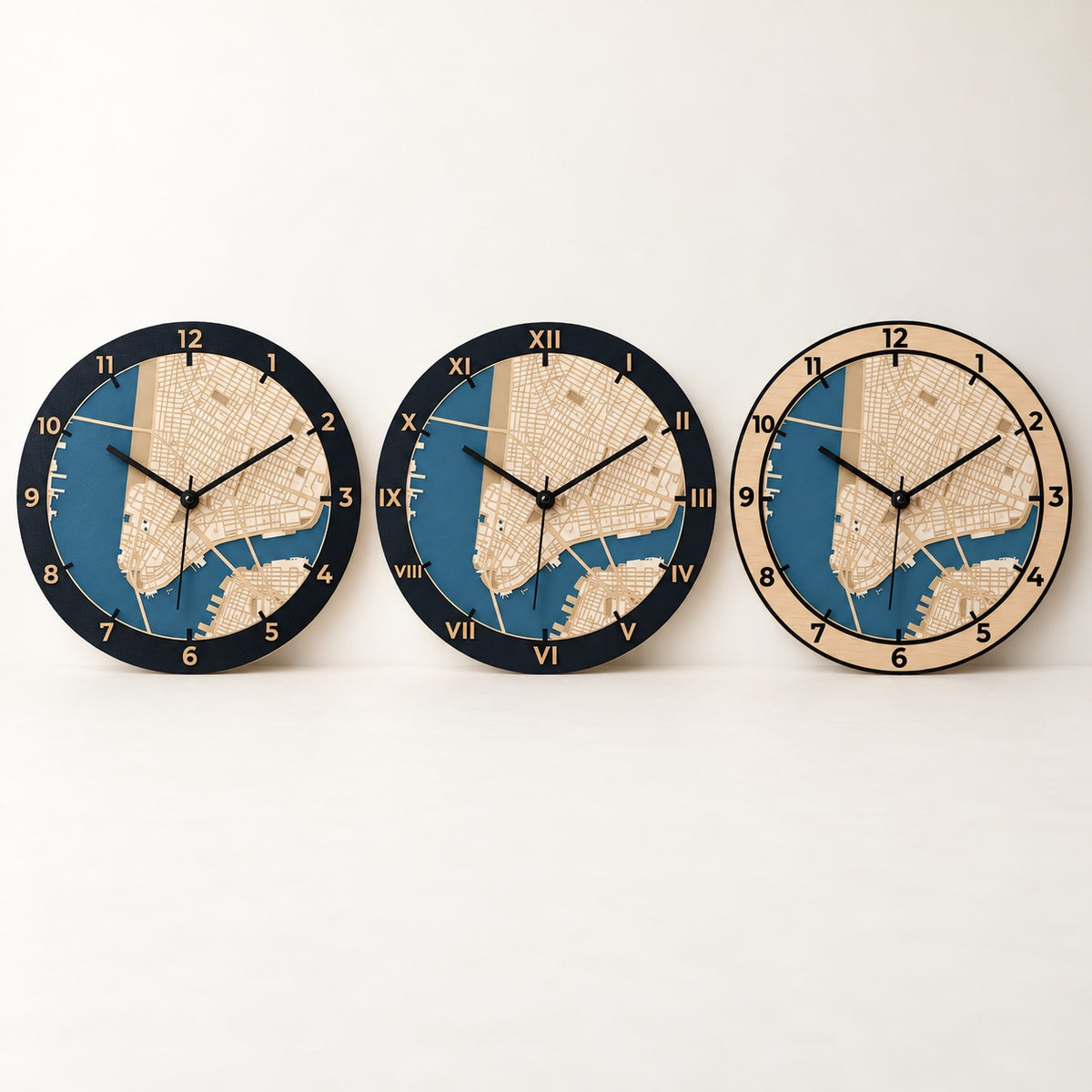 Personalized Wooden City Map Wall Clock with Epoxy Resin