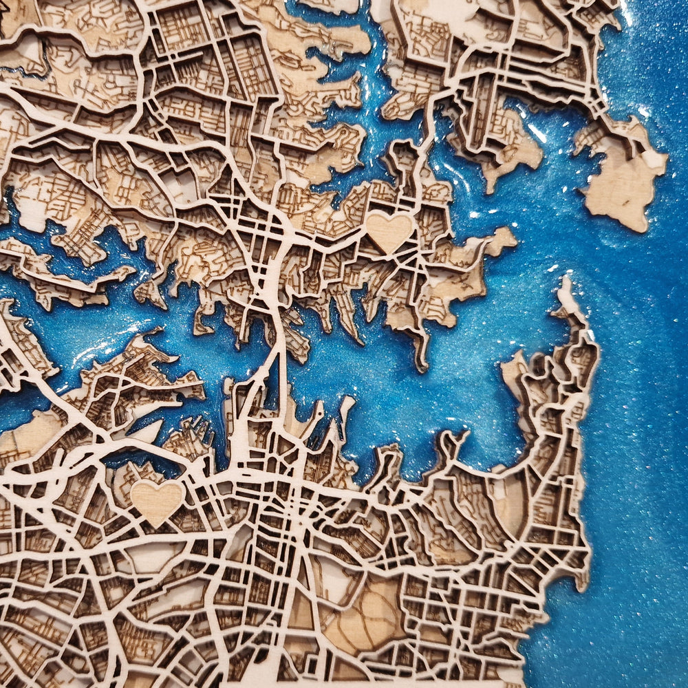 Detail of Personalized Wedding Gift - Custom Venue Map with Epoxy Resin