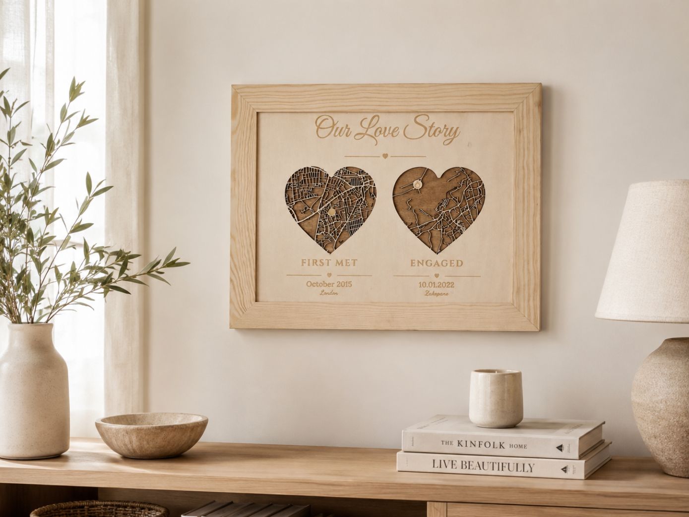 Where We Met Map - Wooden Heart Maps | Personalized Couples Gift