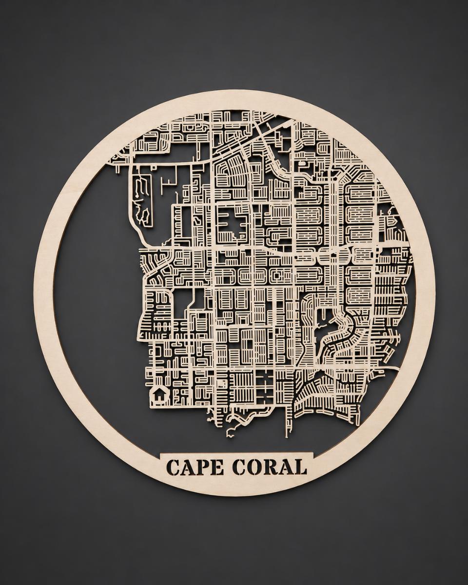 Personalized Cut-Out Wooden City Map – Round