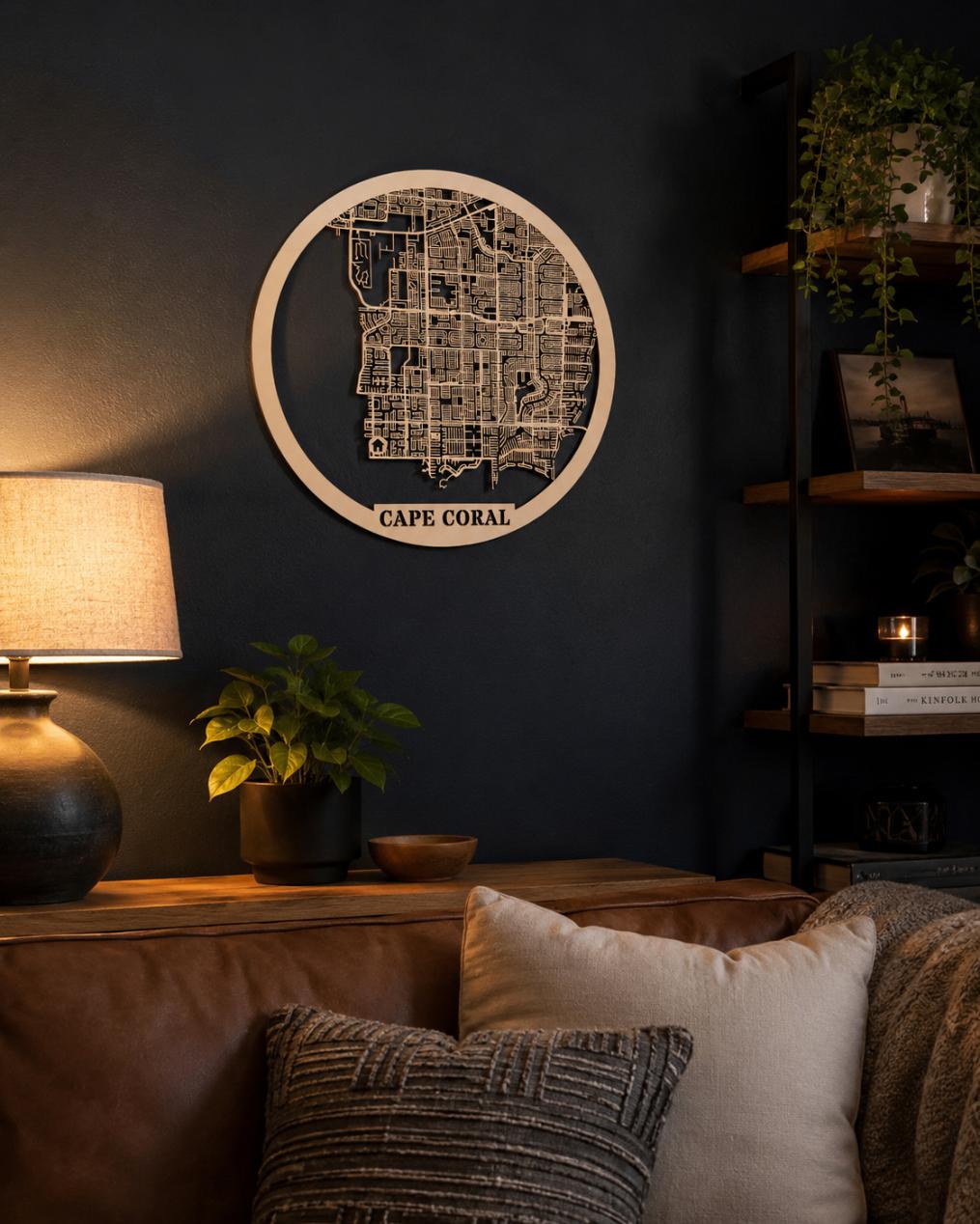 Personalized Cut-Out Wooden City Map – Round
