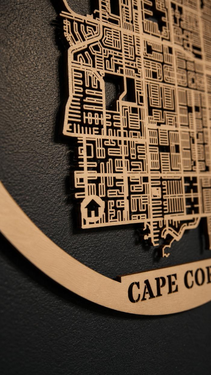 Personalized Cut-Out Wooden City Map – Round