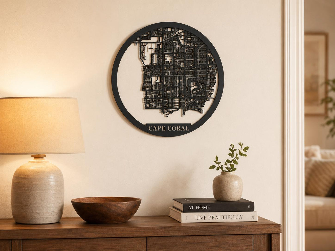 Personalized Cut-Out Wooden City Map – Round